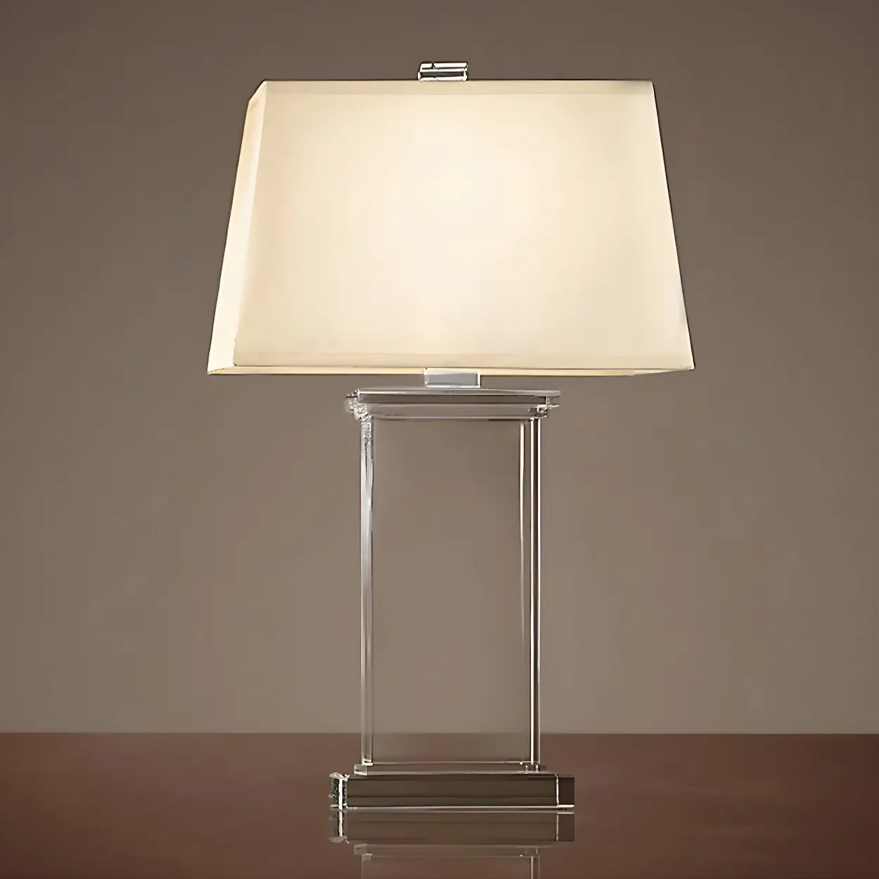 Tafellamp Kristal Rechthoekig Wit Met Stoffen Kap 22 Inch Modern Design | Restfield
